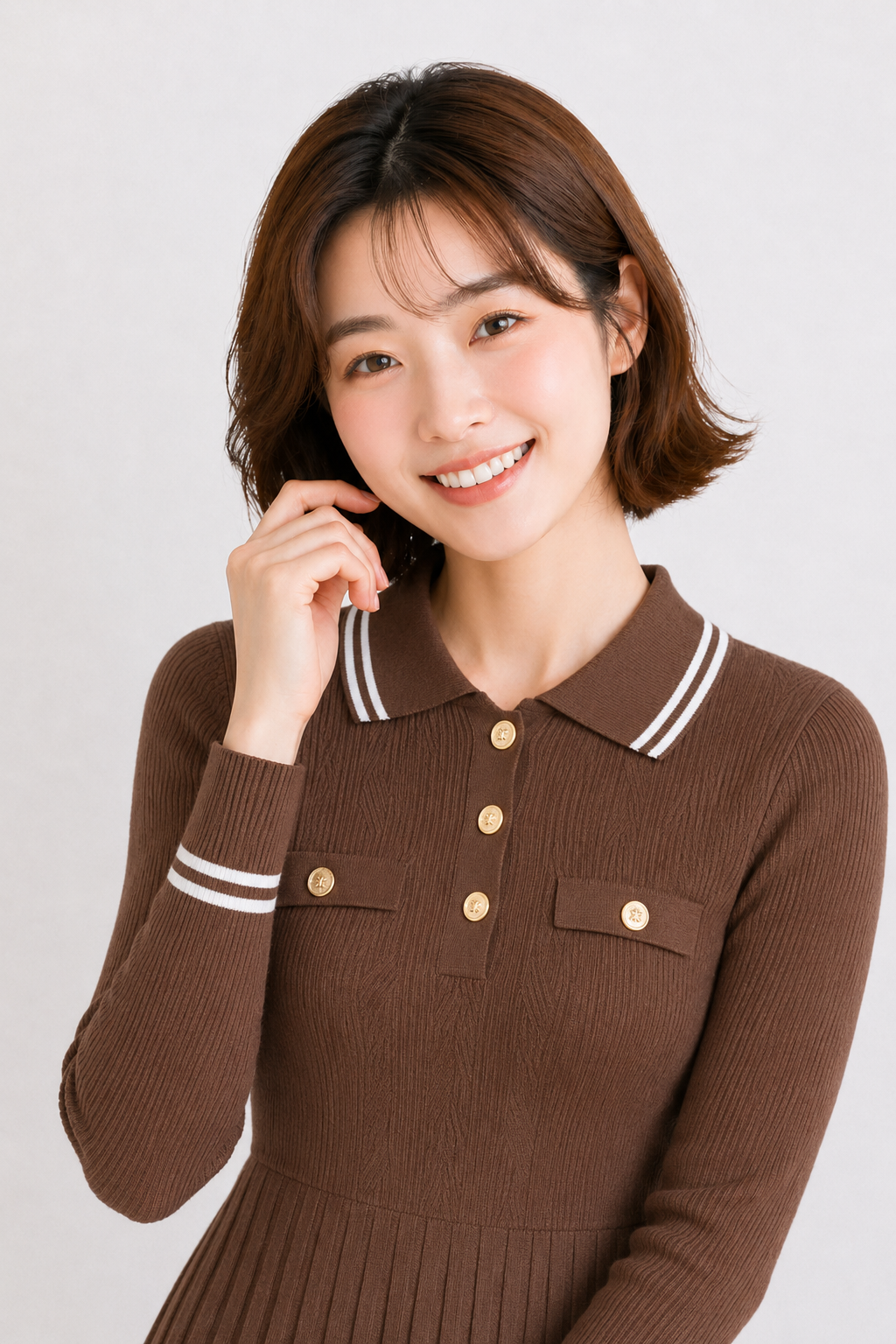 バイカラーポロワンピース